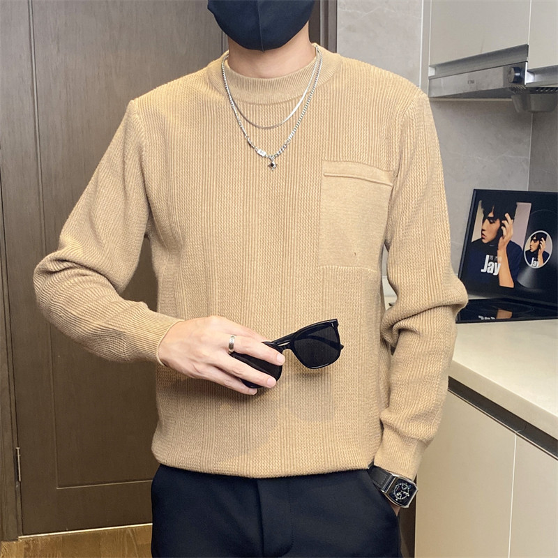 5309-特P55社会小伙修身毛衣男纯色打底衫秋冬季潮牌圆领针织衫帅,男装针织衫/毛衣,电商D310B