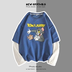 中性风8516-P45男装工作室班服新款潮INS百搭韩版卡通印花卫衣情图片