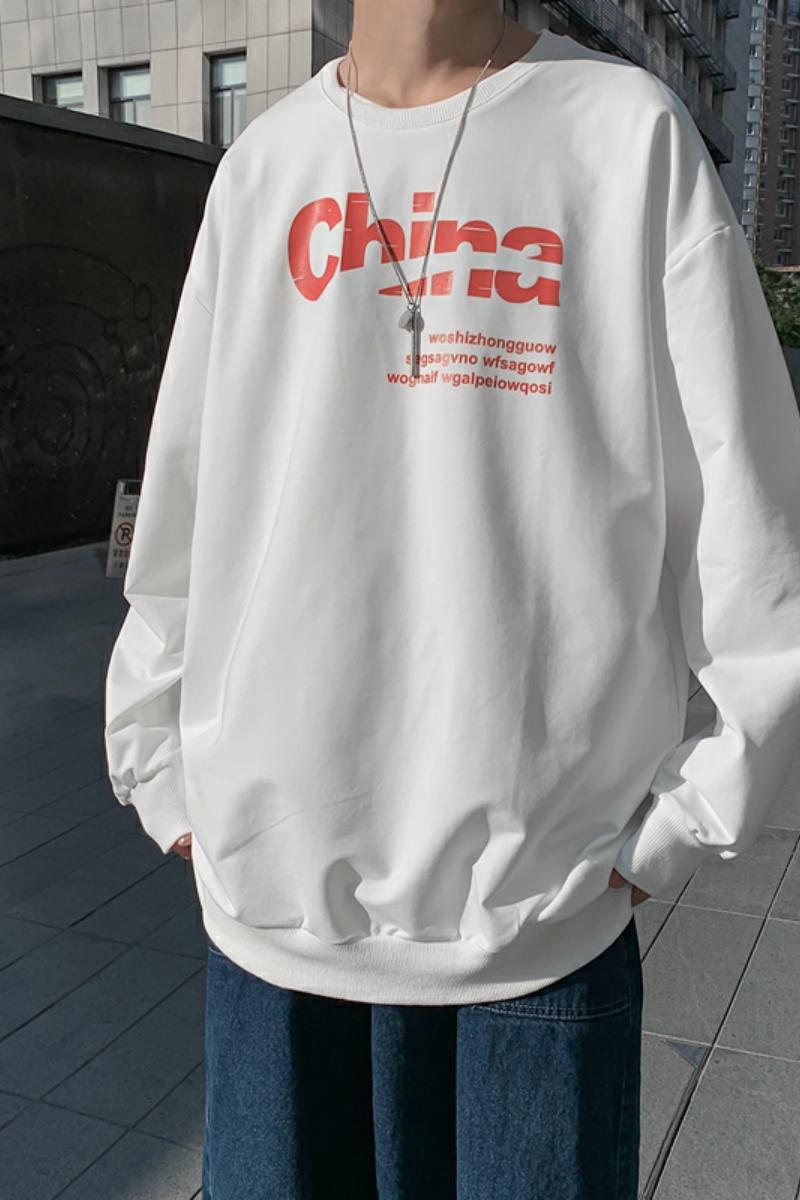 8551卫衣男港风ins潮春秋季印花长袖上衣潮牌宽松圆领情侣,男装卫衣,电商D310（原电商305）