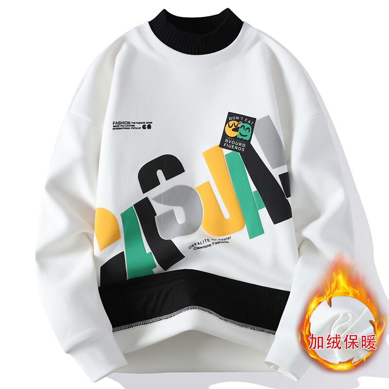 98110R-P60青少年秋冬季加绒加厚卫衣男孩长袖t恤大童秋装保暖，男装卫衣，电商D310（原电商305）