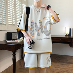 84307-P55青少年男士套装帅气夏季潮流初中高中学生夏装运动服图片