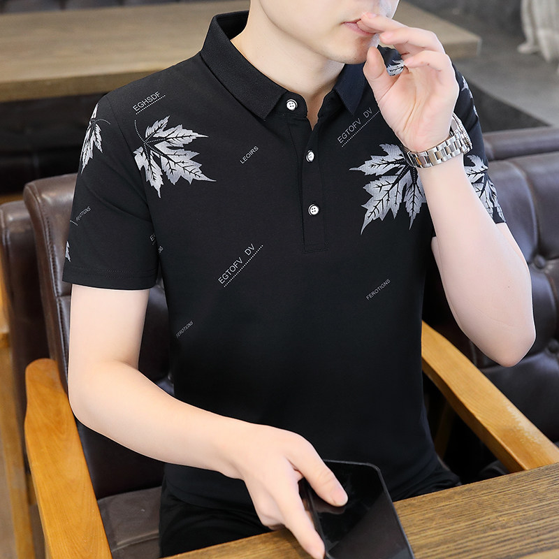 84024-P35短袖t恤男衫夏季商务休闲翻领薄款印花打底衫,男装T恤,电商D310B