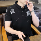 84024-P35短袖t恤男衫夏季商务休闲翻领薄款印花打底衫，男装T恤，电商D310B