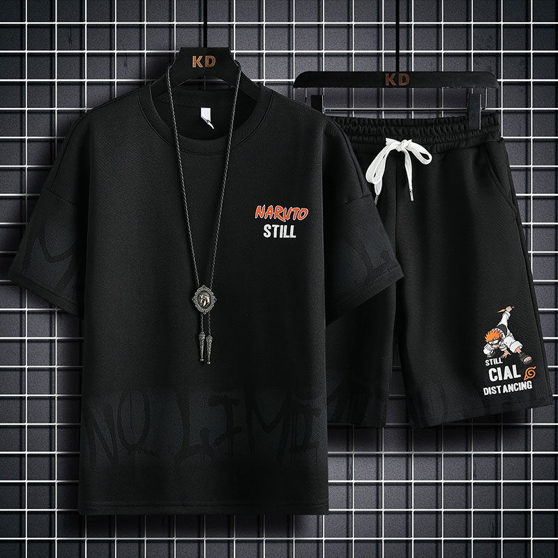 83609-P60休闲时尚套装男夏季运动休闲服潮牌一套搭配短袖短裤男,男装T恤,电商D310B