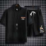 83609-P60休闲时尚套装男夏季运动休闲服潮牌一套搭配短袖短裤男，男装T恤，电商D310B