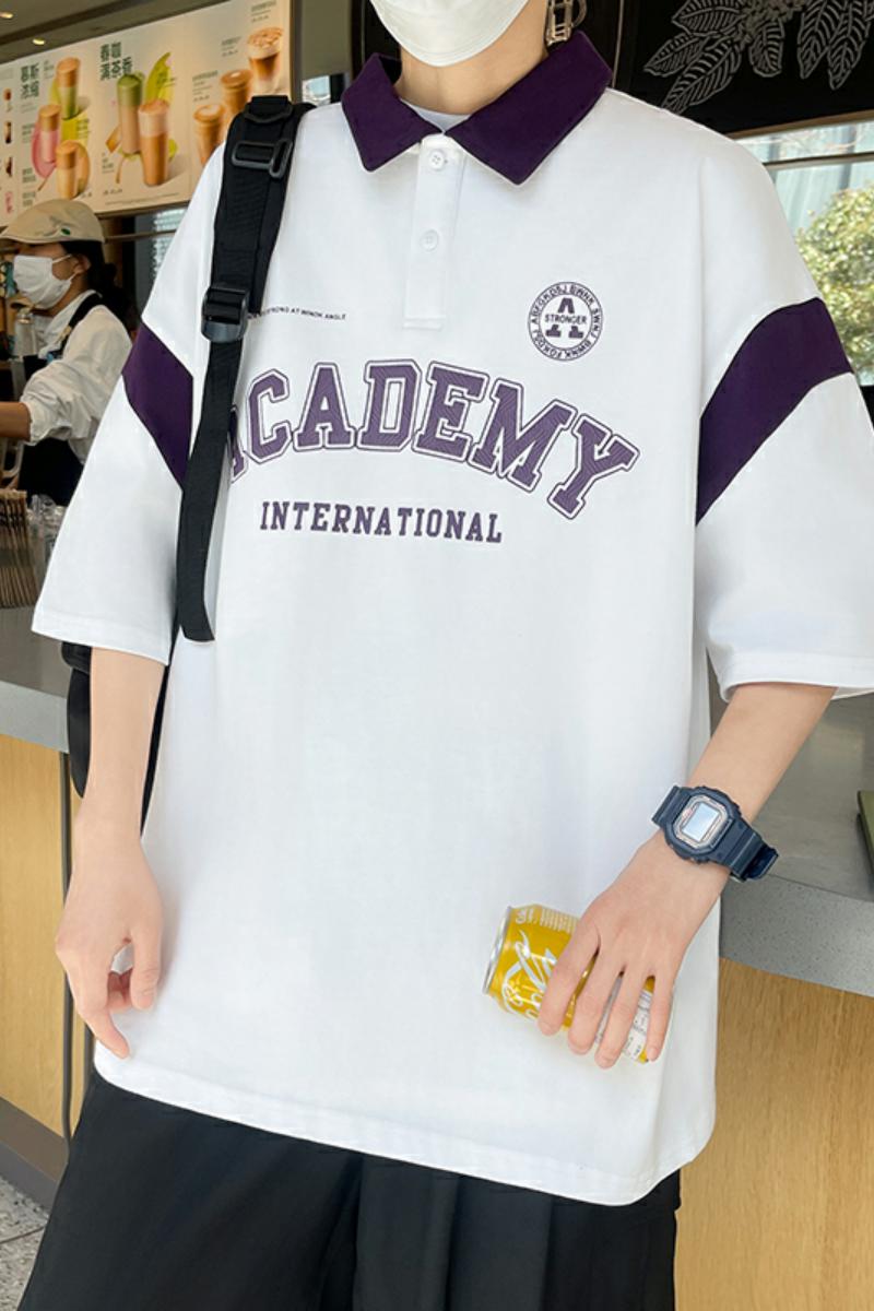 84068-P40衫短袖男夏季潮牌潮流半袖翻领t恤男宽松青少年,男装T恤,电商D310B