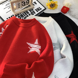 M505-特P55美式复古星星破洞毛衣男女秋冬新款宽松慵懒针织衫，男装针织衫/毛衣，电商D310B
