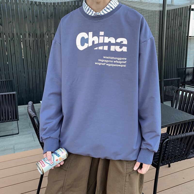 8551秋季外穿圆领卫衣男ins韩版潮流休闲宽松港风潮牌,男装卫衣,电商D310（原电商305）