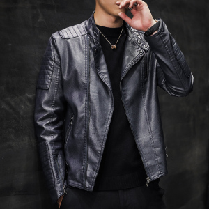 JK779-P98秋冬潮流机车服外套翻领修身韩版加绒男士皮衣图片