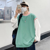 光板二开GSY911-特P48男士假两件卫衣男休闲潮牌男装新款长袖t恤，男装卫衣，电商D310B