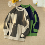 M885-P55秋冬韩系圆领拼色流苏毛衣针织外套男女宽松潮牌青少年，男装针织衫/毛衣，电商D310B