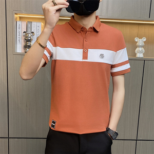 PL038-特P40控65短袖t恤休闲衬衫领Polo衫男士翻领拼色薄款T恤衫图片