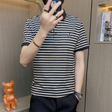 PL042-特P40撞色条纹短袖POLO衫男夏季潮流轻熟雅痞修身翻领，男装Polo衫，电商D310B