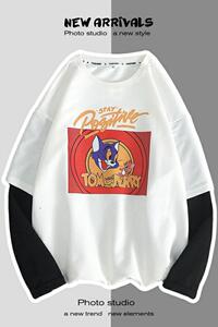 中性风8518-P45情侣秋装新款卡通涂鸦印花卫衣学生宽松外套班