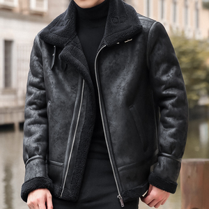 68801-P208pu皮棉衣男士冬季加厚棉服韩版机车皮夹克羊羔毛外套图片
