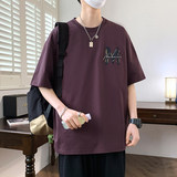 84161-P38美式短袖t恤男生夏季圆领百搭休闲潮牌宽松港风，男装T恤，电商D310B