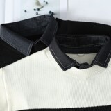 83441-P55假两件毛衣男衬衫领商务春秋季潮流男士马甲打底衫，男装针织衫/毛衣，电商D310B