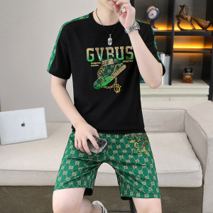83672-P65欧货短袖t恤休闲套装男潮牌2024夏季新款男士短裤两件套图片