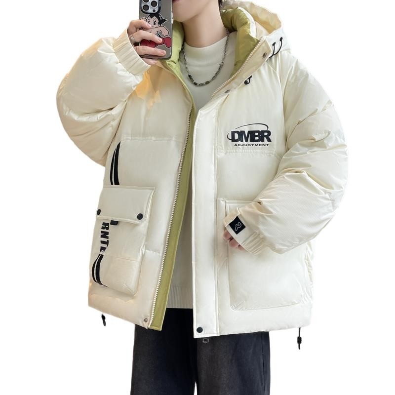79006-特P258羽绒服男冬季新款90白鸭绒连帽纹理感面包服加厚外套,男装羽绒服,电商D310B