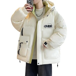 79006-特P258羽绒服男冬季新款90白鸭绒连帽纹理感面包服加厚外套图片