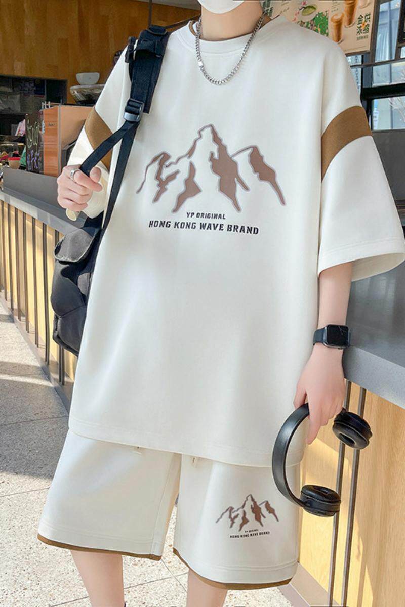 84303-P55短袖T恤男夏季套装男装一套搭配帅气青少年初中高中学生,男装T恤,电商D310B