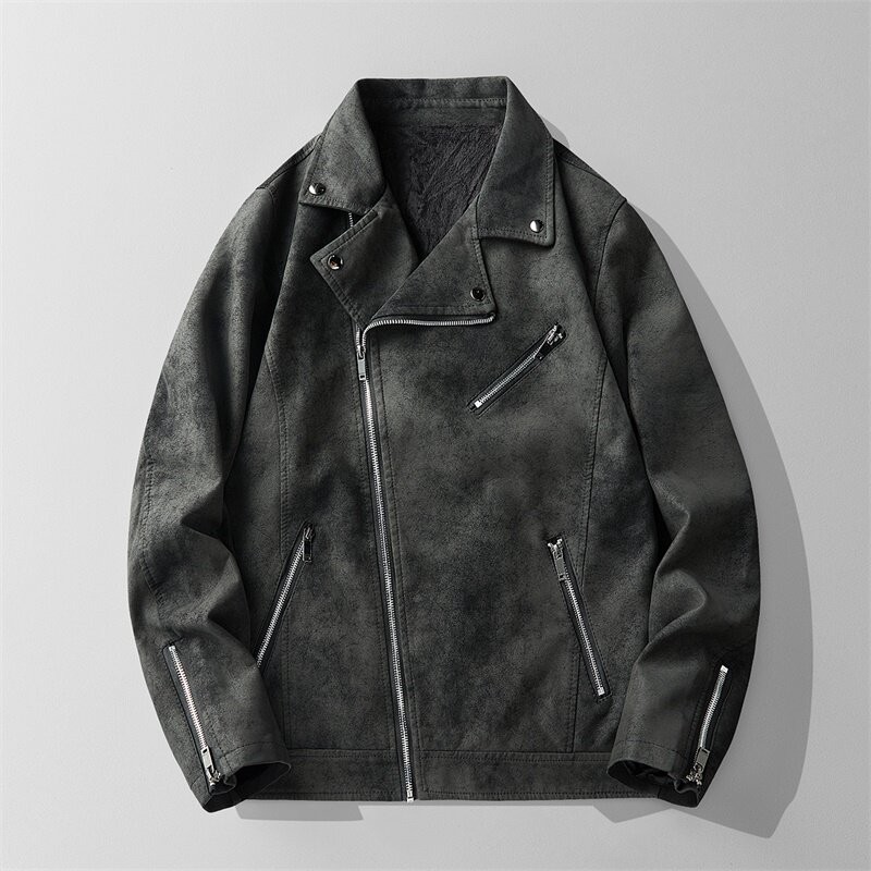 JK898-P100加绒轻熟风机车皮衣外套男秋冬韩版休闲pu皮夹克潮,男装皮衣,电商D310B
