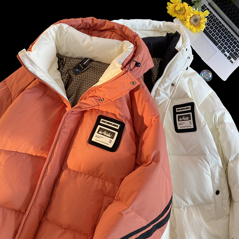 79007-特P258标90羽绒服男款秋冬季加厚宽松情侣连帽学生外套，男装羽绒服，电商D310B