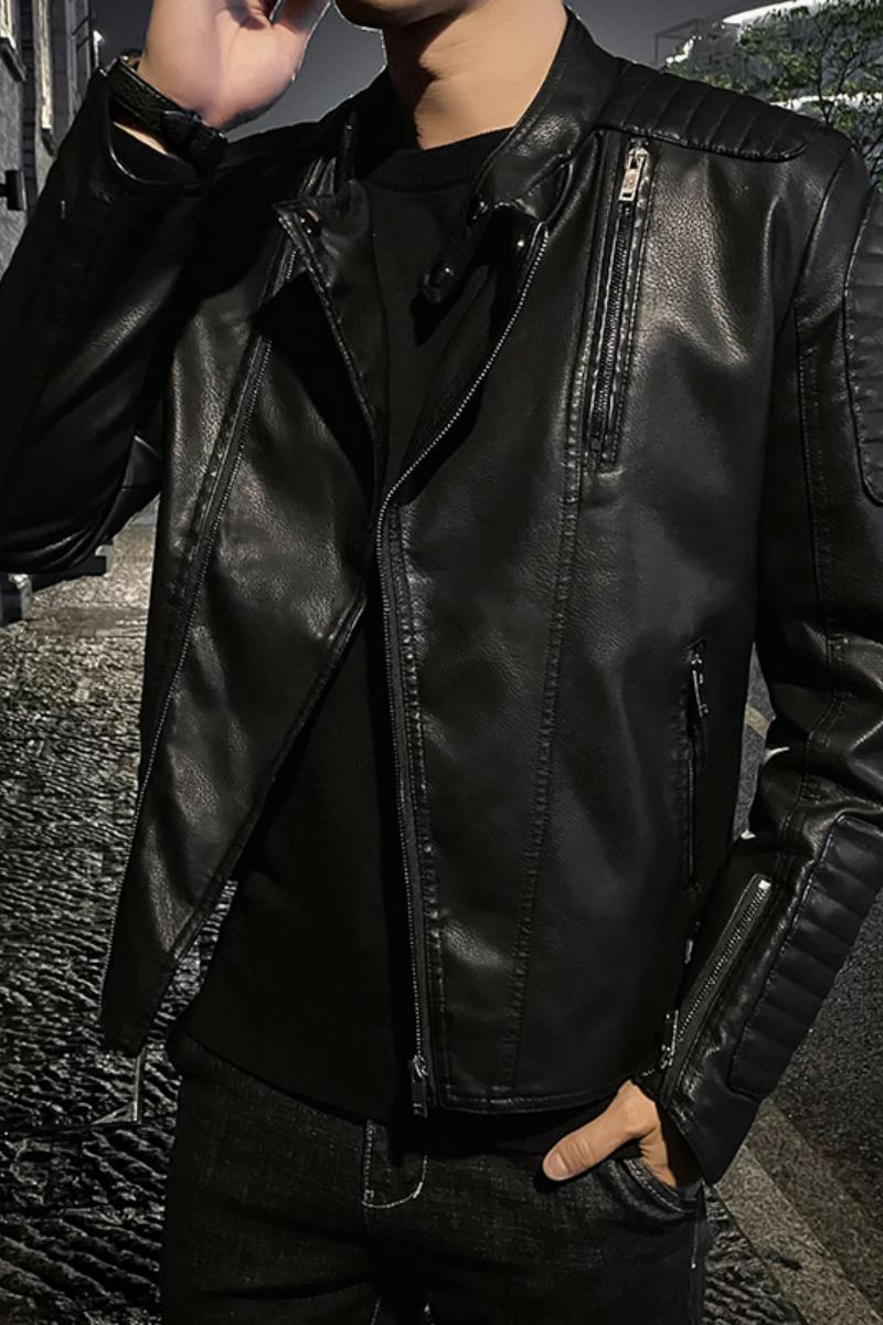 JK779-P98斜拉链皮衣男机车服潮流修身韩版休闲男士外套夹克潮,男装皮衣,电商D310B