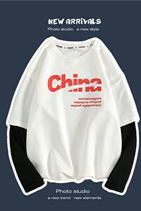 8539-P45情侣装外套印花长袖卫衣韩假两件情侣班服图片