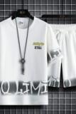 83609-P60休闲时尚套装男夏季运动休闲服潮牌一套搭配短袖短裤男，男装T恤，电商D310B