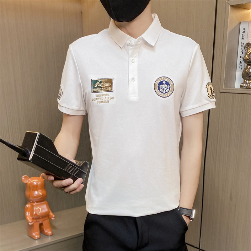 PL050-特P40撞色刺绣t恤男夏季修身短袖polo衫潮流翻领半袖,男装Polo衫,电商D310B