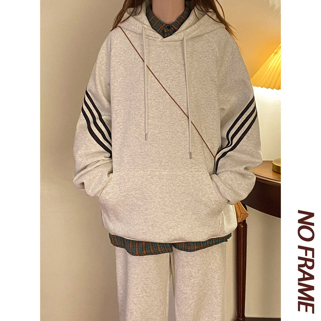 TZ9866特P95美式复古三条杠连帽卫衣男女秋冬宽松慵懒风外套,男装卫衣,电商D310B