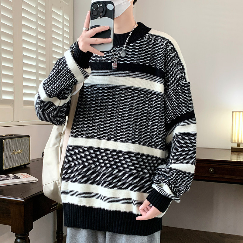 83924-P55秋冬新款休闲毛衣男长袖针织衫港风宽松毛衣打底衫,男装针织衫/毛衣,电商D310B