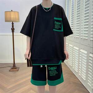 TZ23620-特P50 夏季短袖T恤男套装休闲两件套图片