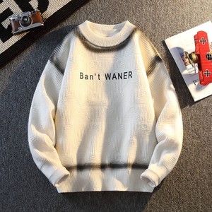 84507-P60毛衣男秋冬款圆领毛线衣服保暖冬装潮牌字母针织衫