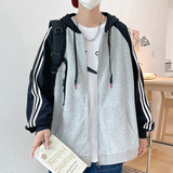 得物二开GSY9913-特P55美式开衫连帽卫衣男撞色运动情侣拉链外套，男装卫衣，电商D310B