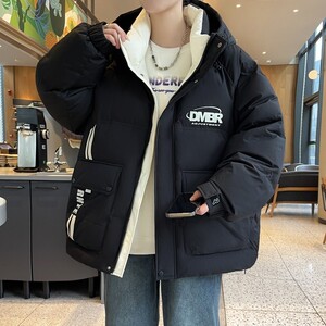 79006-特P258羽绒服男冬季新款90白鸭绒连帽纹理感面包服加厚外套图片