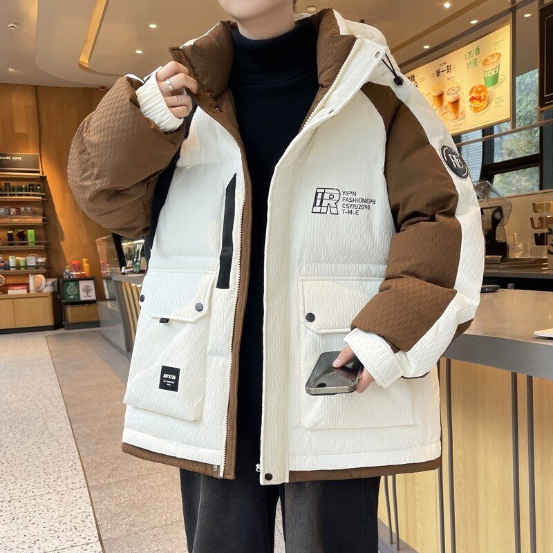 79012-特P258冬季羽绒服男士连帽休闲服宽松ins帅气潮牌外套加厚,男装羽绒服,电商D310B