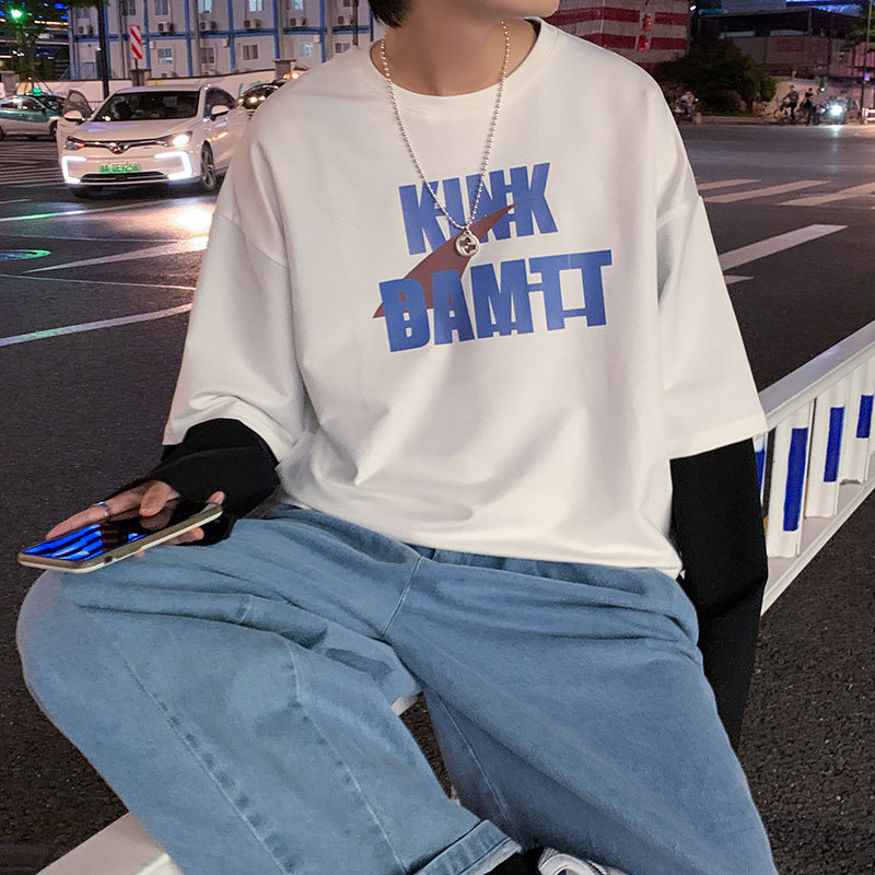 8513假两件卫衣流ins宽松韩版春季外套打底衫港风套头图片