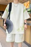 24350-特P50新中式套装男潮短袖T恤搭配一套青少年短裤两件套，男装休闲套装，电商D310B