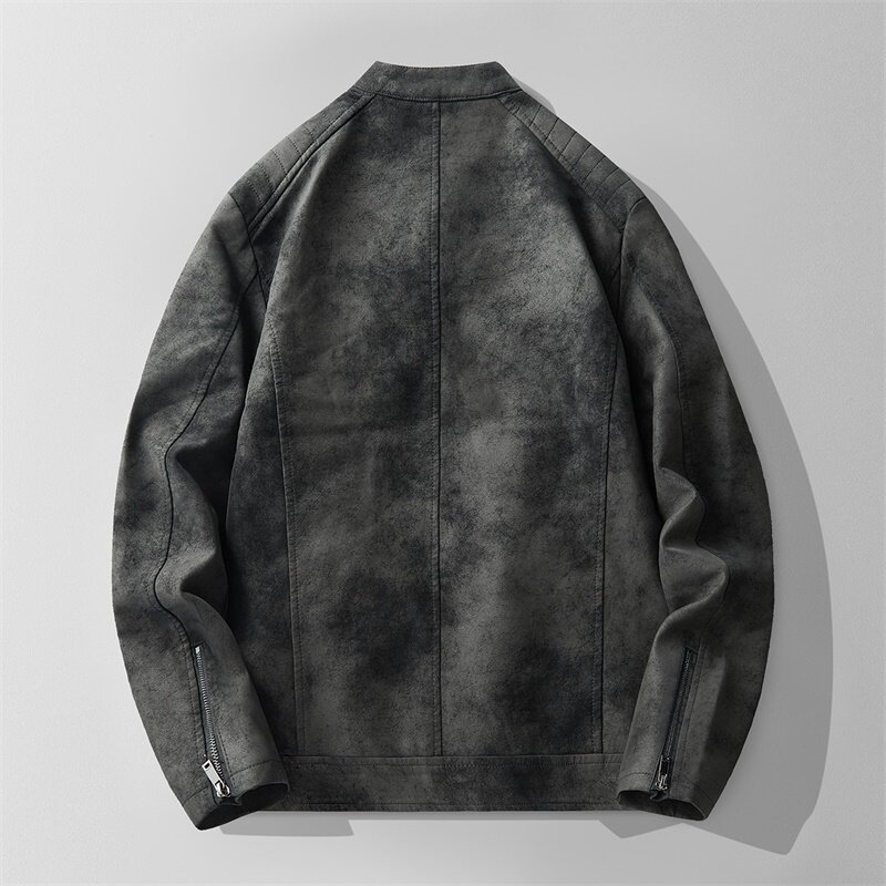 JK893-P100男士加绒皮衣韩版修身帅气机车服立领pu皮夹克外套潮,男装皮衣,电商D310B