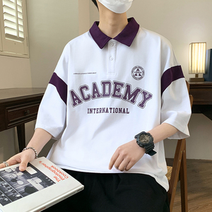 84068-P40polo衫短袖男士夏季青少年学生半袖ins港风百搭潮牌t恤图片