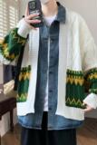 84875-特P80秋冬新款针织开衫毛衣男外套牛仔拼接假两件外套，男装针织衫/毛衣，电商D310B
