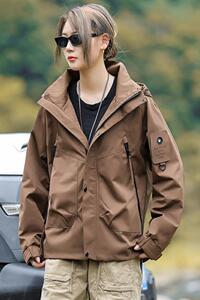 JK581-特P80连帽廊型宽松山系冲锋衣登山服情侣外套夹克三防外套