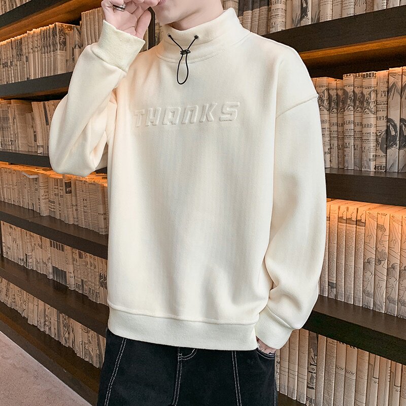 75601-P70奥粒绒高领卫衣男士秋冬季宽松潮牌加厚双面摇粒绒，男装卫衣，电商D310（原电商305）