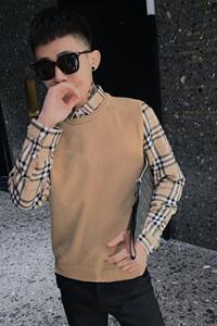 8578假两件毛衣男士秋装内搭长袖打底衫韩版潮流个性修身图片
