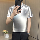 PL043-特P40条纹短袖polo衫男夏季修身翻领t恤潮牌男装潮流半袖男，男装Polo衫，电商D310B