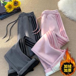 K2732特P45男款秋冬季宽松垂感潮牌美式卫裤运动休闲加绒加厚长裤图片