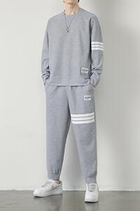 7813-P70休闲运动套装男士秋季宽松圆领长袖卫衣纯色百搭束脚卫裤图片