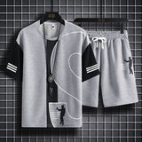 7553-P60短袖套装男士夏季潮流薄款休闲运动t恤夏装时尚衣服，男装T恤，电商D310B